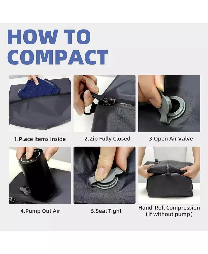 Urbanmax Reusable Vacuum Compression Bags with Pump (20") - Space-Saving Waterproof Travel Storage for Luggage 4