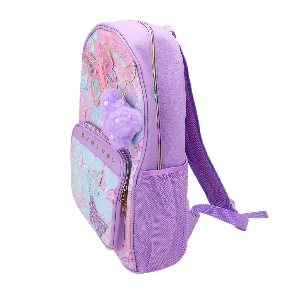 FASHNZFAB HOT FOCUS - Butterfly Patch Decorative Deluxe Backpack with a Pom Pom Keychain 3