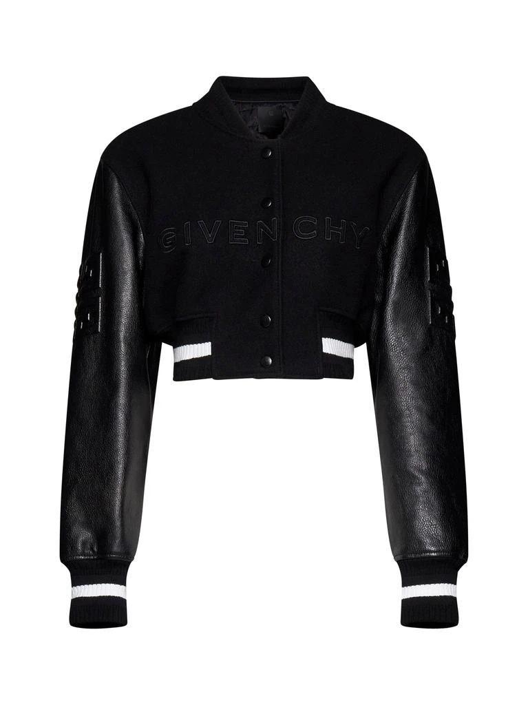 Givenchy GIVENCHY | Wool and leather cropped varsity jacket | Women | 38 1