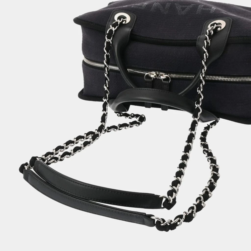 Chanel Chanel Black Canvas Medium Deauville Tote Bag 4