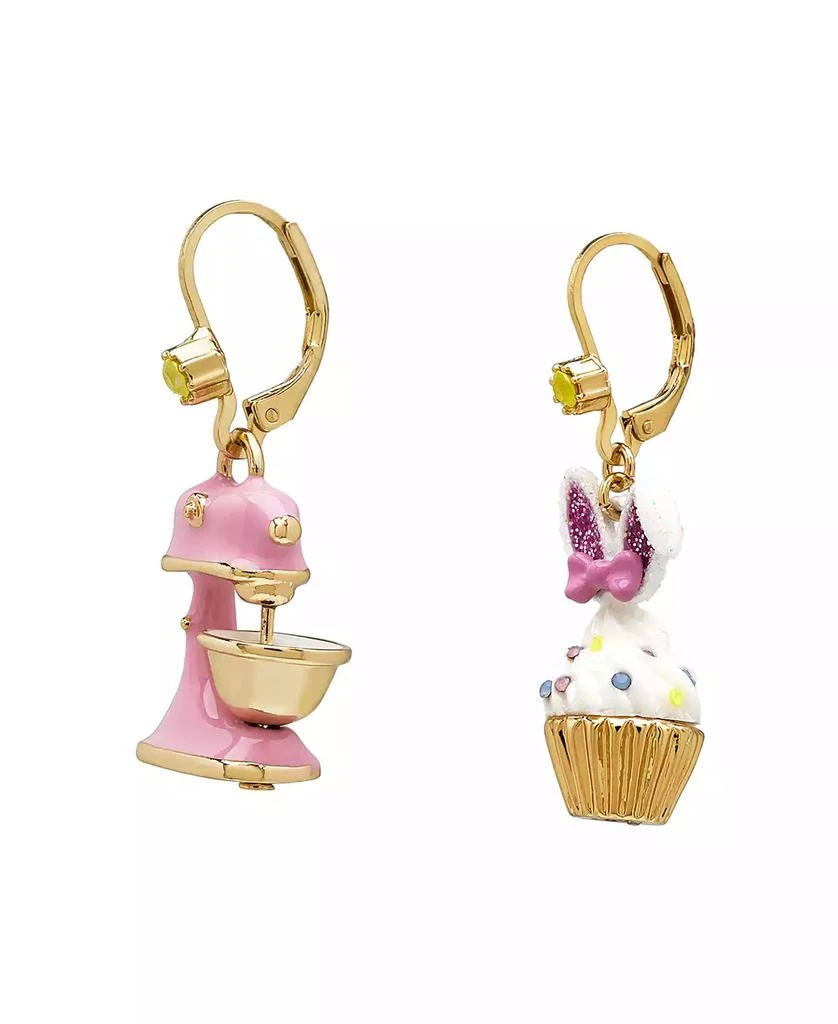 Betsey Johnson Faux Stone Spring Bunny Cupcake Mismatch Earrings 2