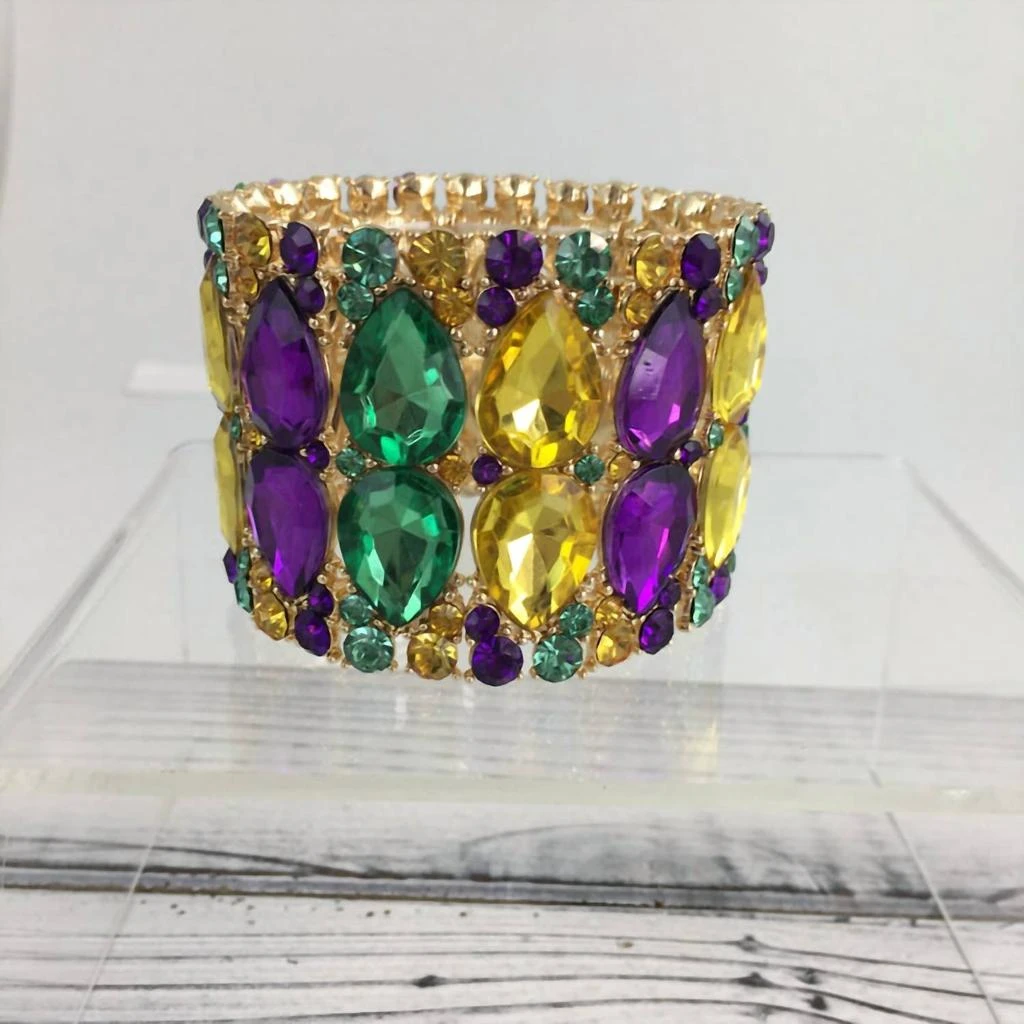 SongLily Songlily - Women
s Mardi Gras Dazzling Gem Statement Bracelet