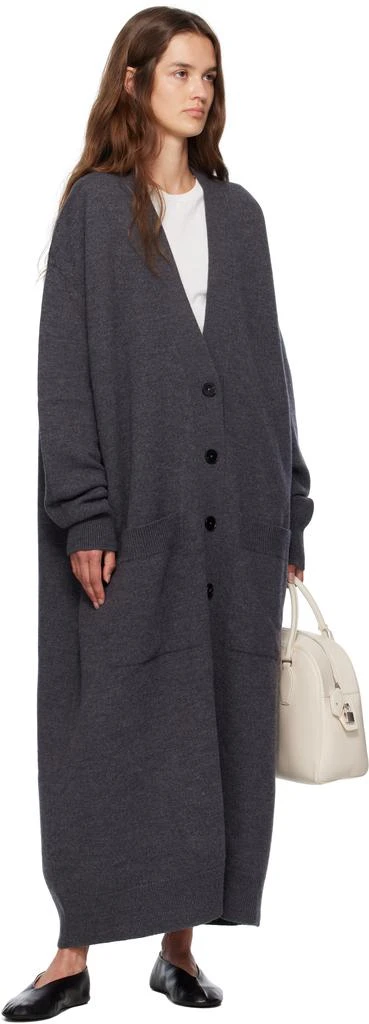 Jil Sander Gray Long V-Neck Knitted Cardigan 4