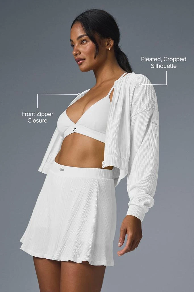 Alo Cropped Micro Plisse Jacket - White 2