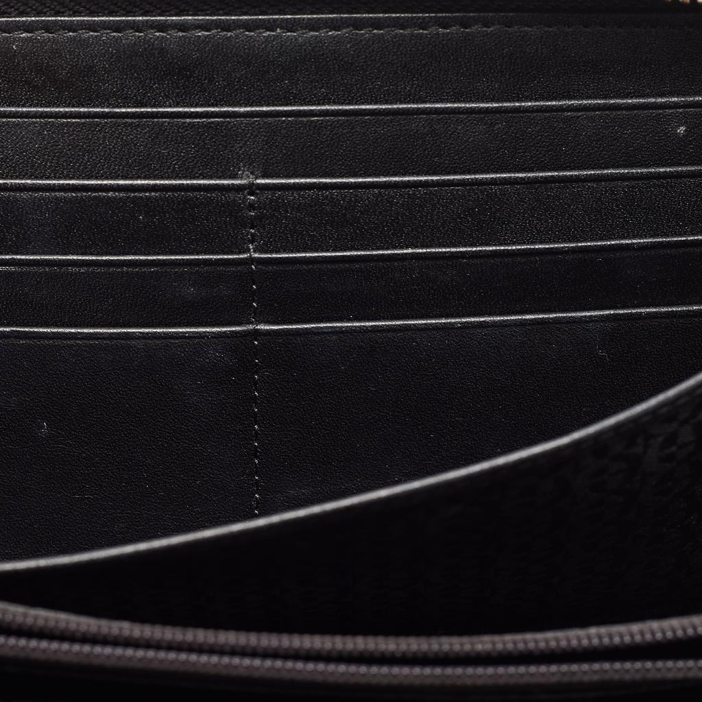 Aigner Black Woven Leather Cavallina Zip Around Continental Wallet