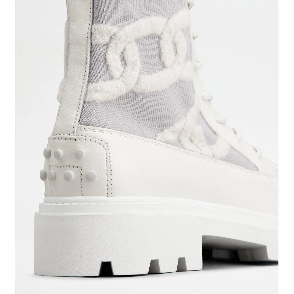 Tod
s Kate Combat Boots in Fabric and Leather 5