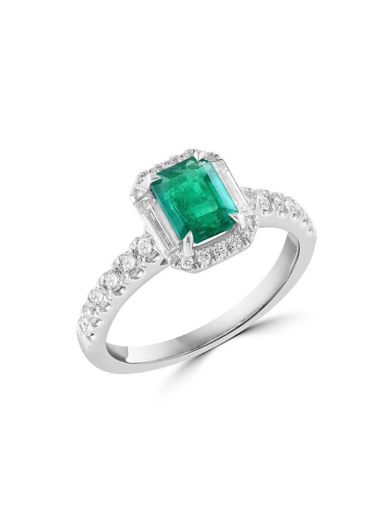 Saks Fifth Avenue Collection 18K White Gold, Emerald
0.60 TCW Diamond Halo Ring