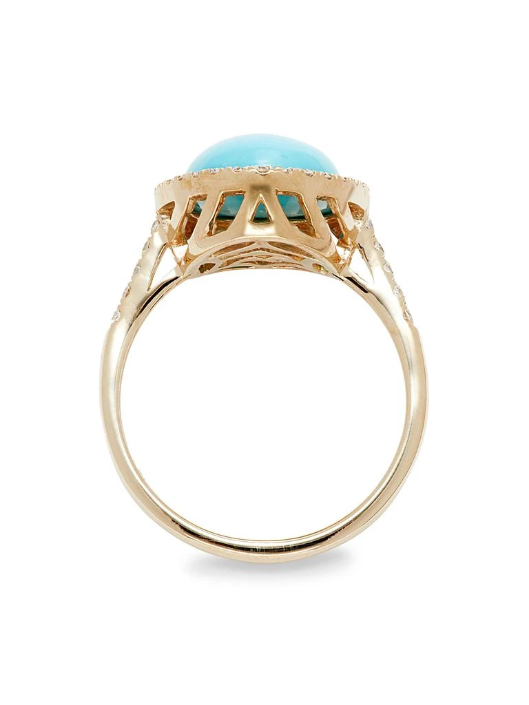 Effy 14K Yellow Gold, Turquoise 
0.29 TCW Diamond Halo Ring 3