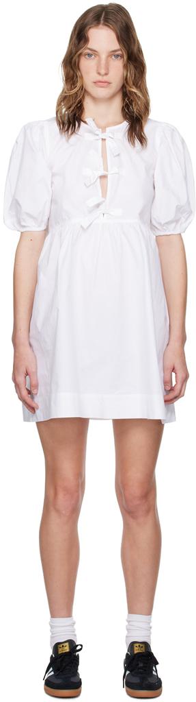 Ganni White Tie String Minidress