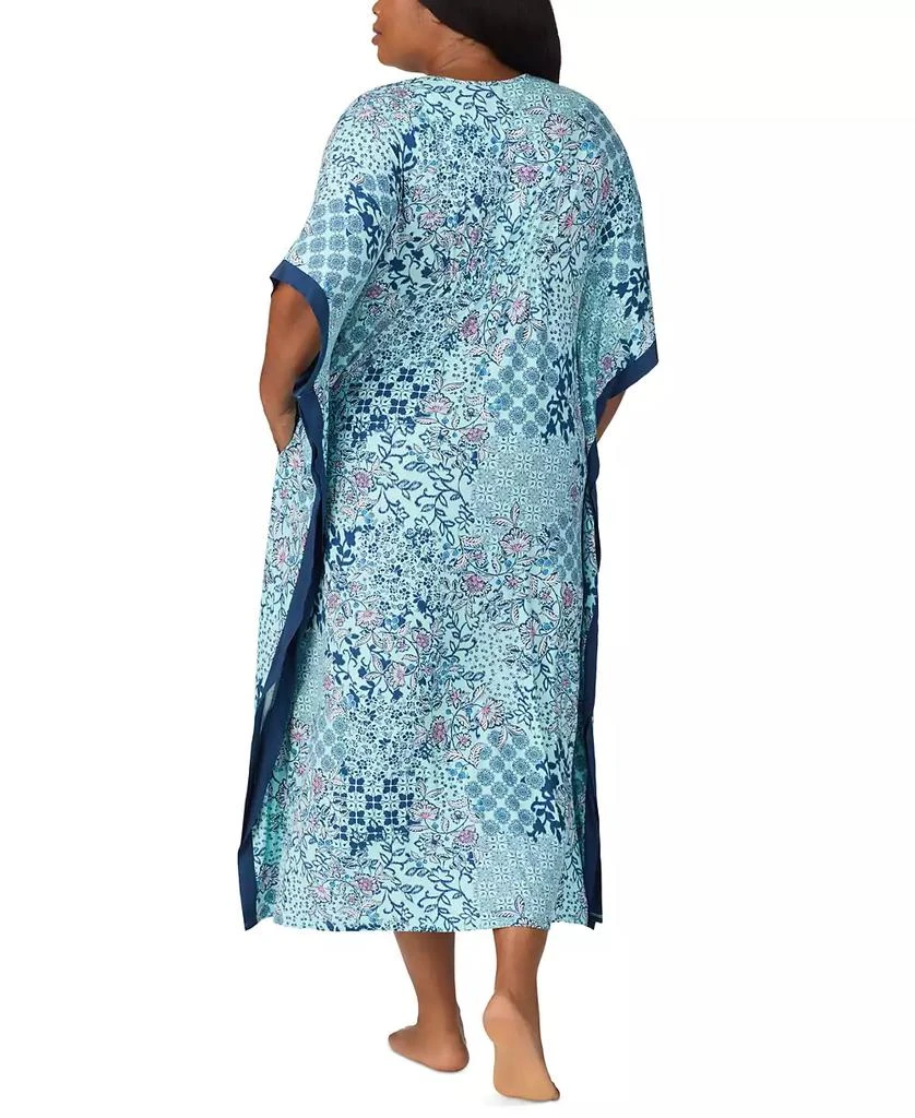 Ellen Tracy Plus Size Printed V-Neck Caftan Nightgown 2