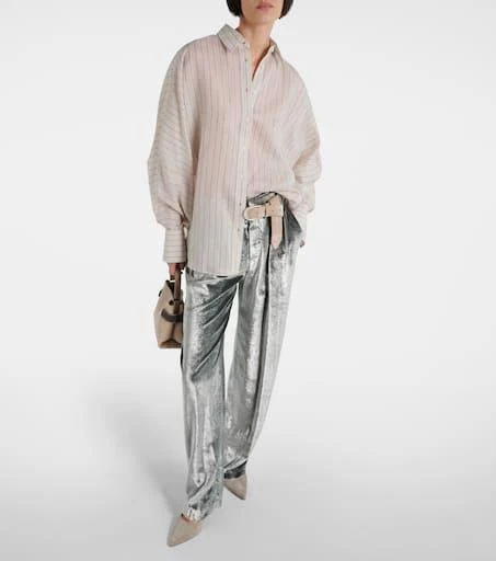 Brunello Cucinelli Cotton-blend lamé shirt 2