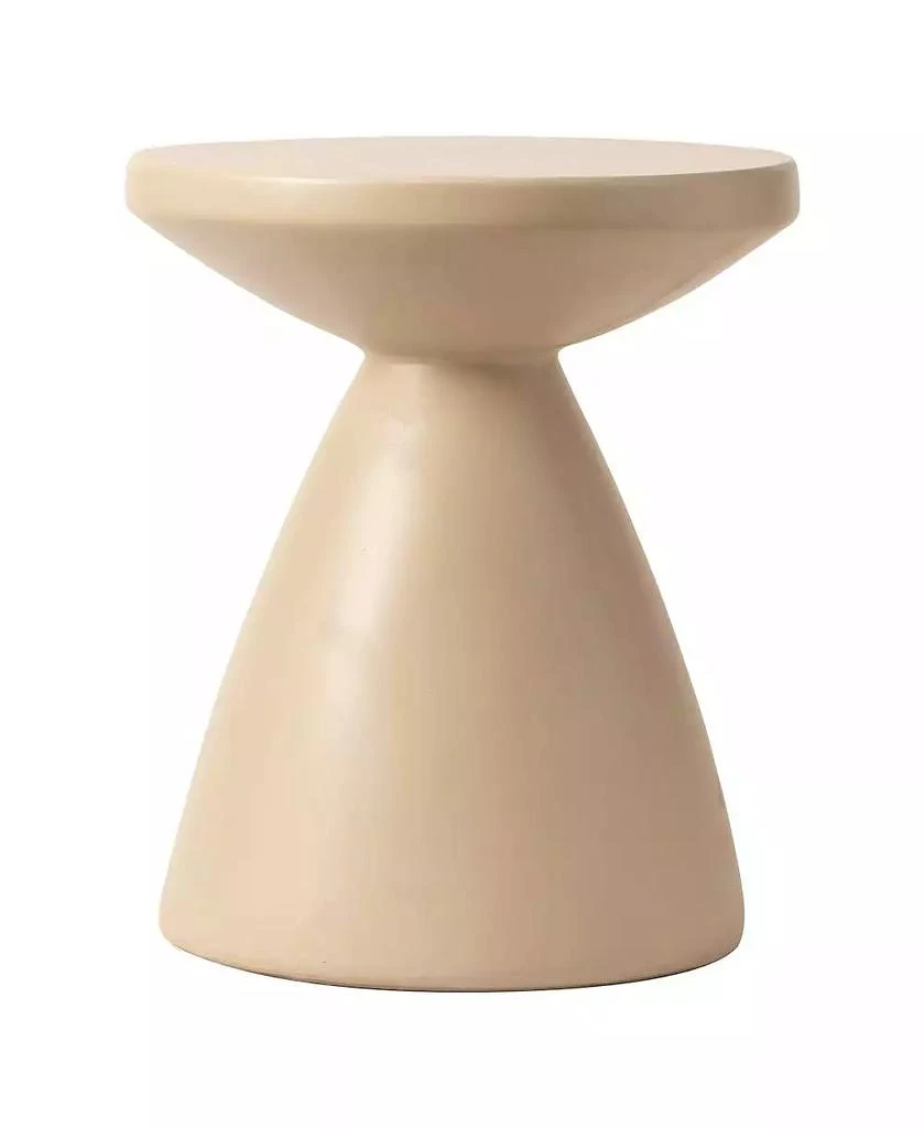 LeisureMod Dune Collection Fiberglass Outdoor Side Table in Beige