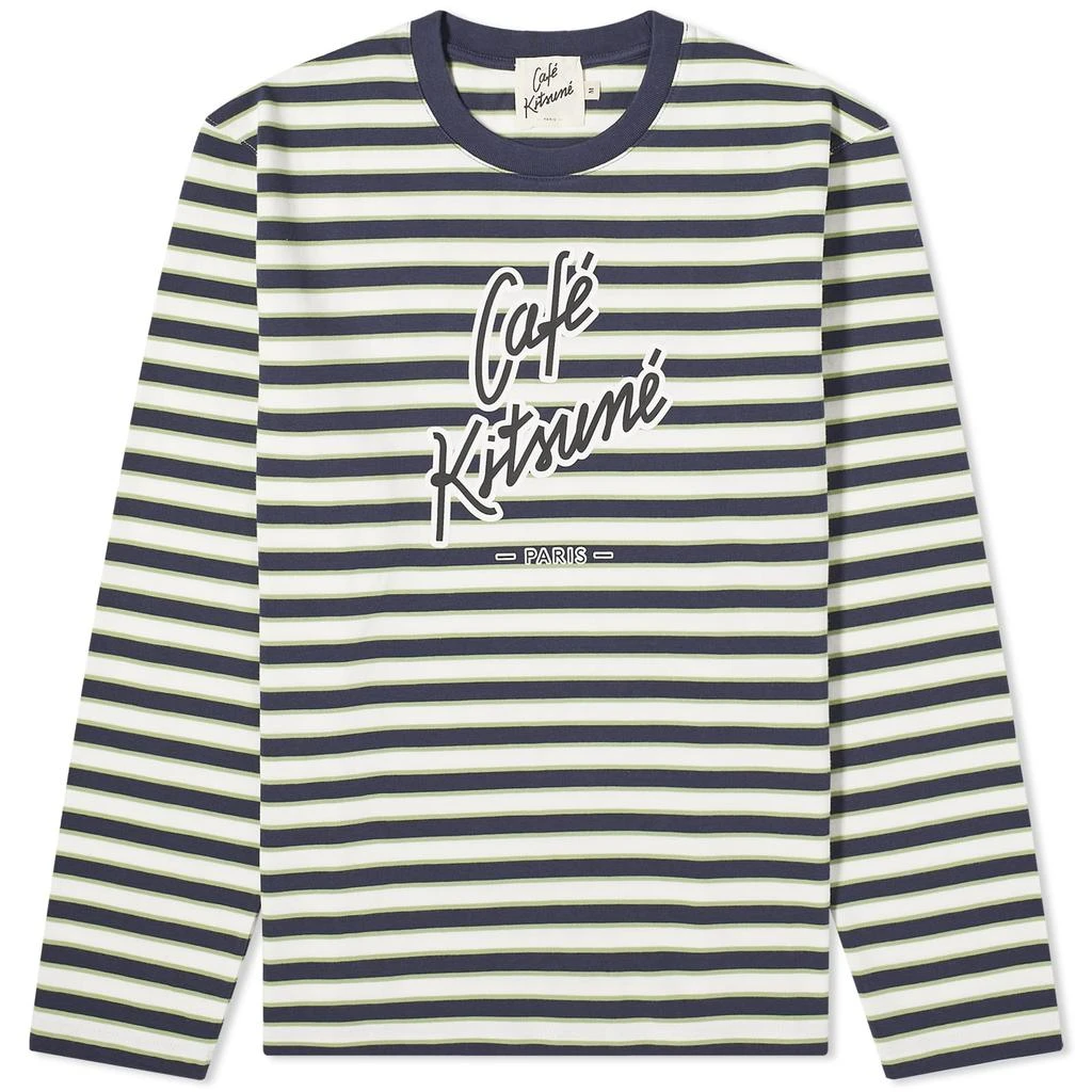 Maison Kitsune Cafe Kitsune Long Sleeve Striped Regular T-Shirt 1