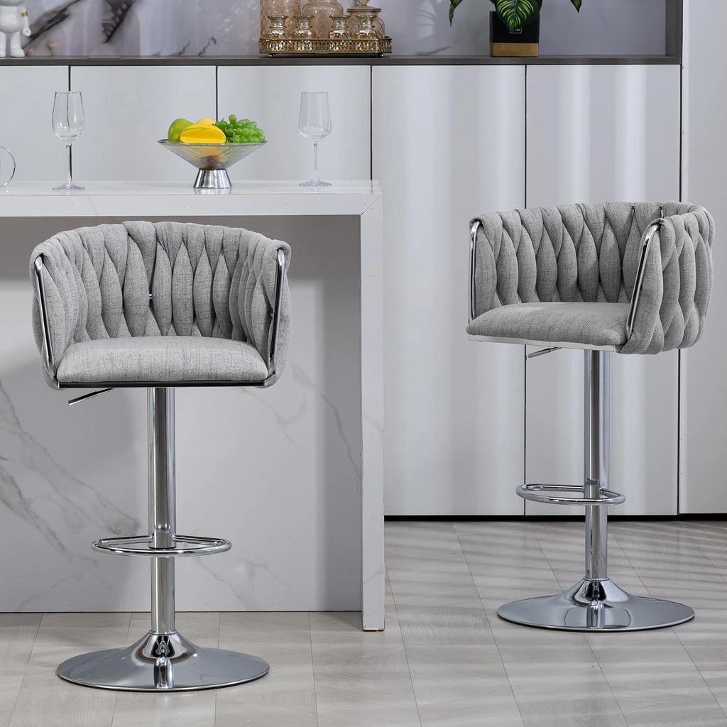 Streamdale Furniture Streamdale 360° Fabric cover Swivel Bar Stools Set of 2 1