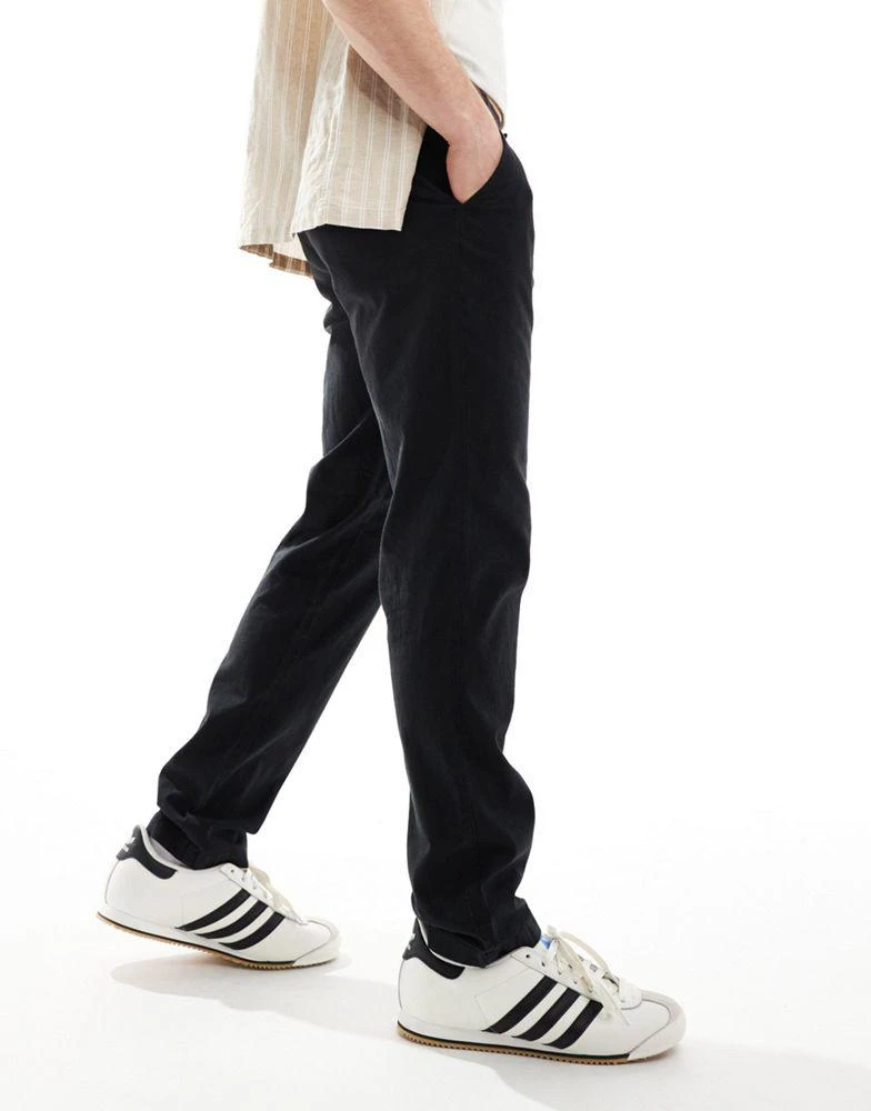 Jack & Jones Jack & Jones linen mix chino in black 4