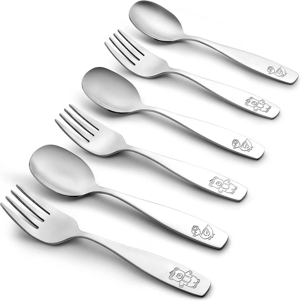 Zulay Kitchen Child and Toddler Silverware Set for Self Feeding (3 Spoons & 3 Forks) 6