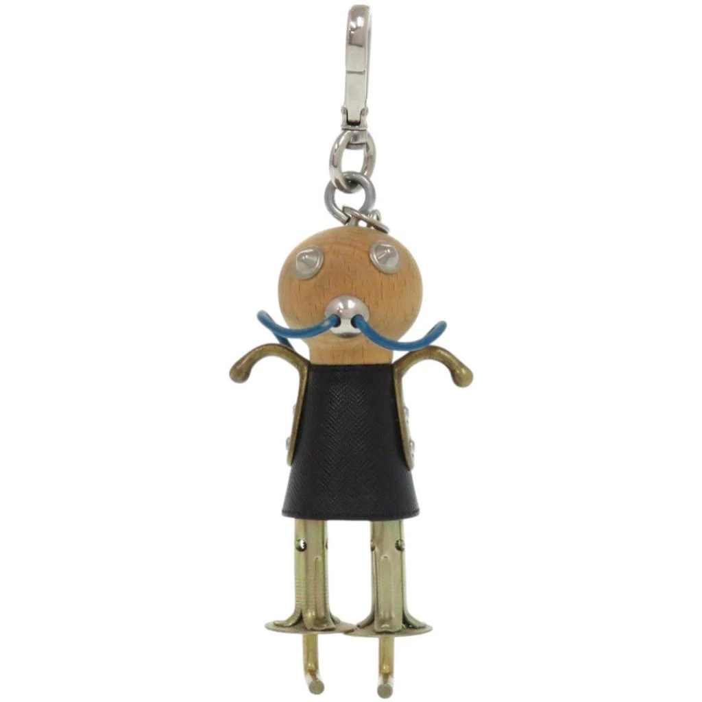 Prada gold  Leather Metal Wood Keyring (Pre-Owned)