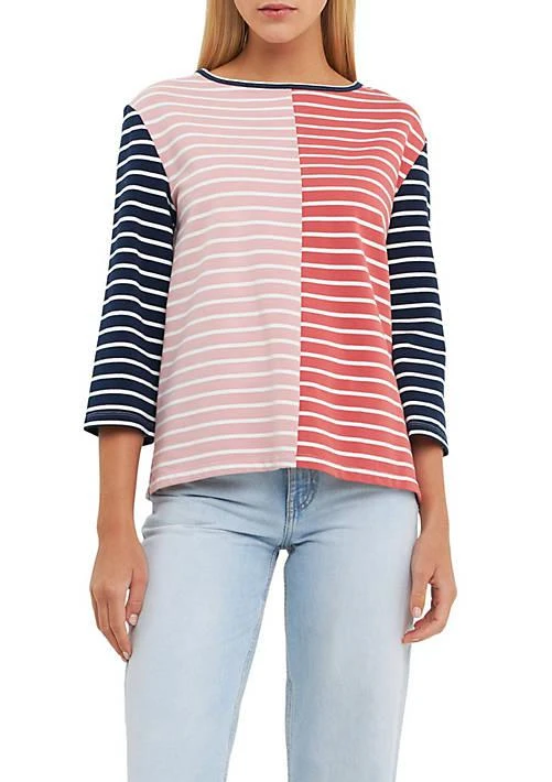 English Factory Factory Striped Color Blocked 3 4 Length Sleeve Tee 1