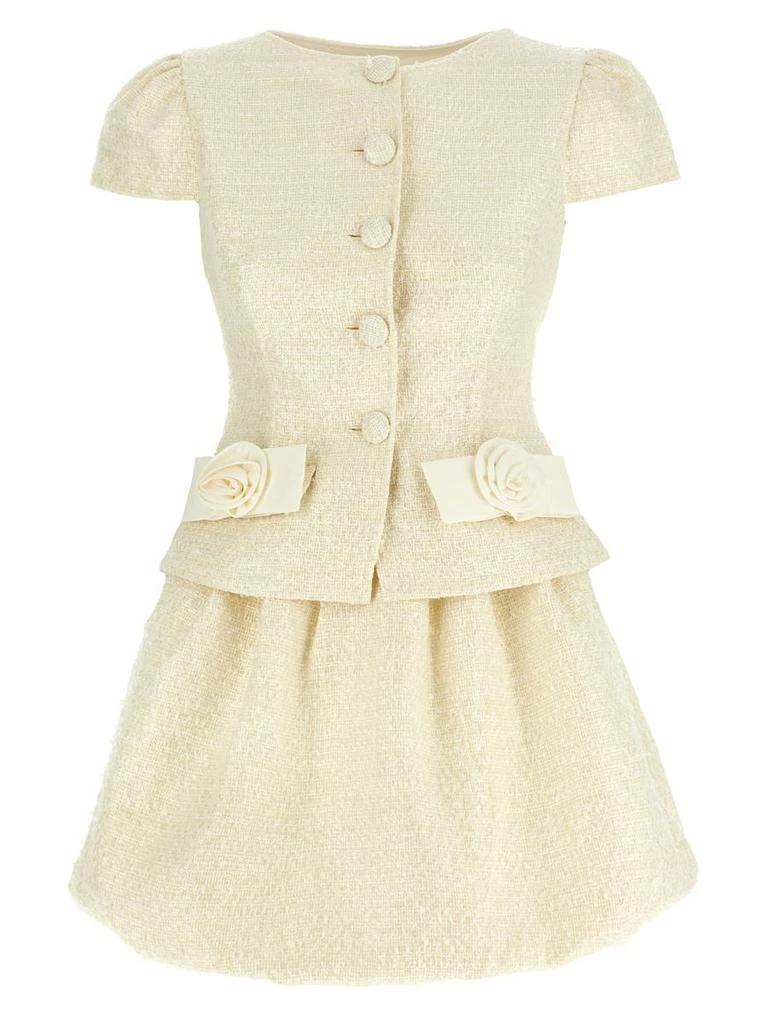 Self Portrait Self-Portrait 'Cream Boucle Bow Detail Mini' Dress 1