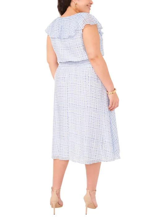 Vince Camuto Camuto Plus Size V Neck Smocked Waist Midi Dress With Ruffles 2