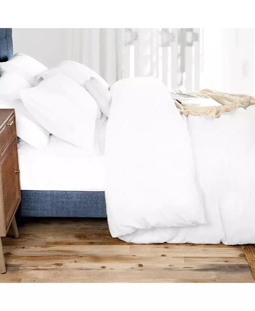 Superior Cotton Linen Blend Solid 3-Piece Duvet Cover Set, King/ California King 4