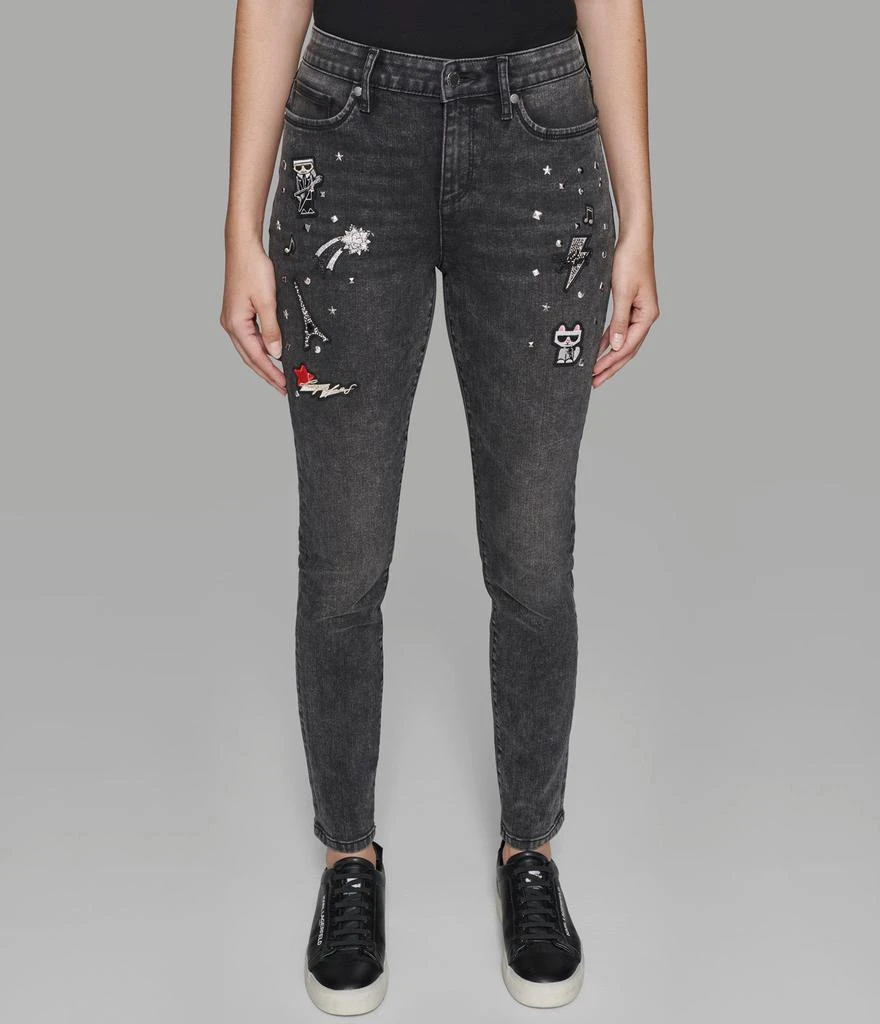 Karl Lagerfeld Paris WHIMSY PATCH GREY WASH JEANS 1
