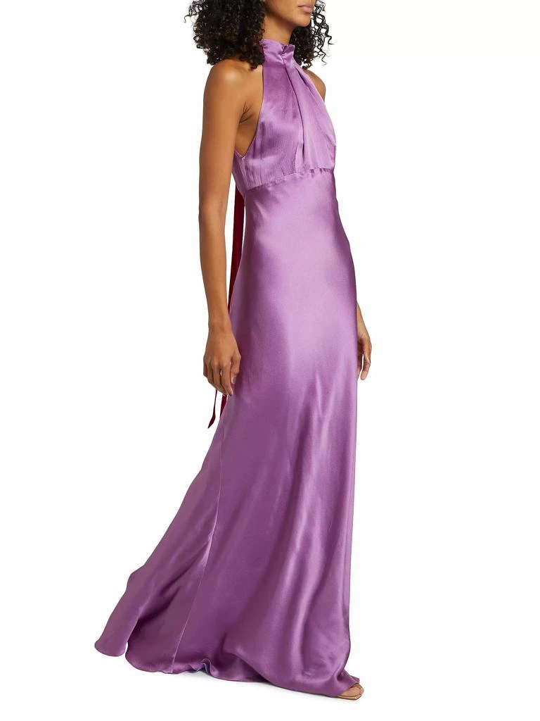Saloni Michelle Hammered Silk Halter Gown 2