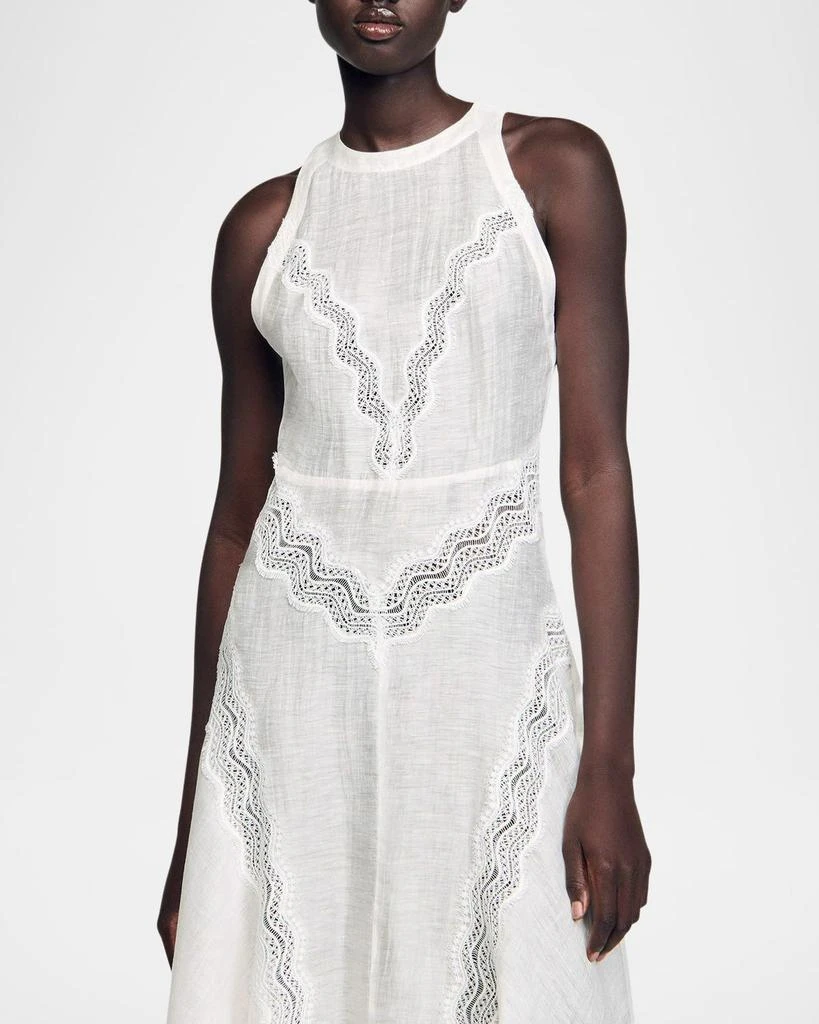Sandro Nathalie Lace-Inset Midi Dress 4