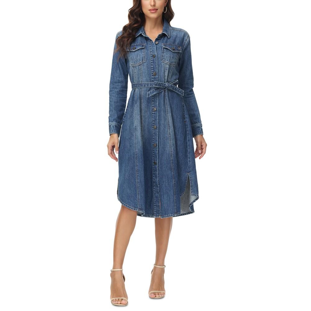 Frye Women's Belted Denim Long-Sleeve Midi Shirtdress