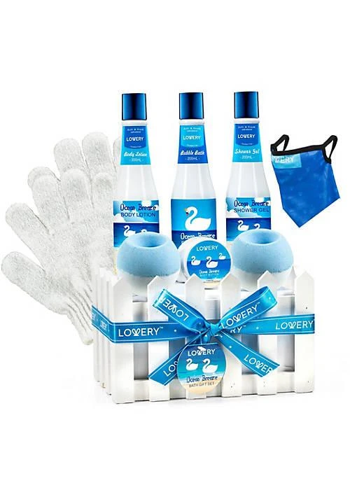 Lovery Bath Set   Ocean Breeze Scent   Home Spa Gift Basket   10Pc Set 1