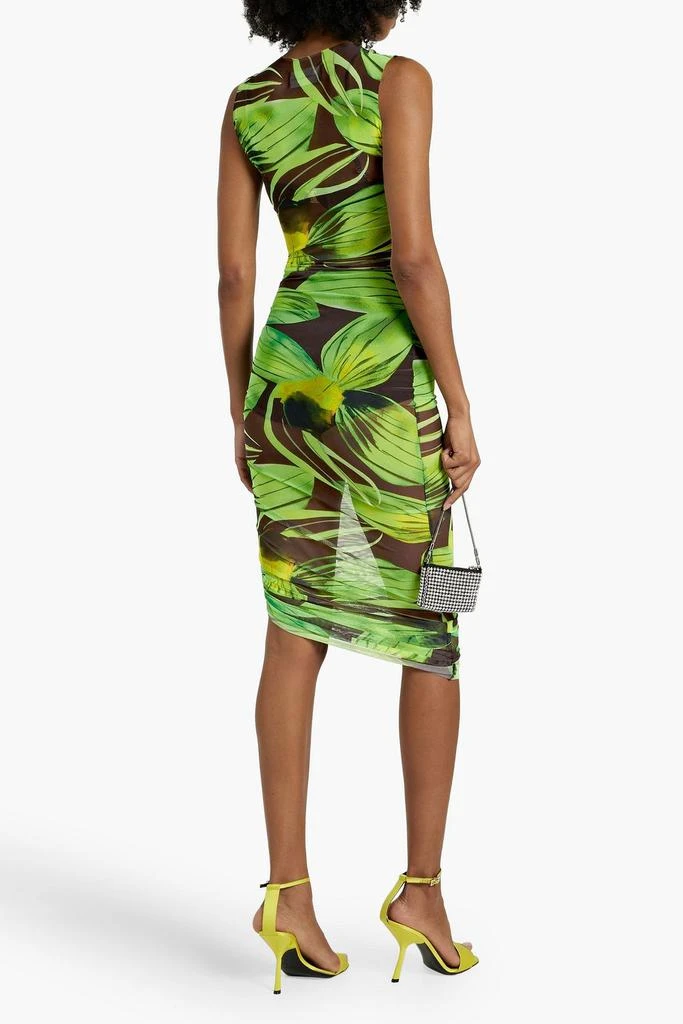 LOUISA BALLOU Asymmetric printed stretch-mesh dress 3