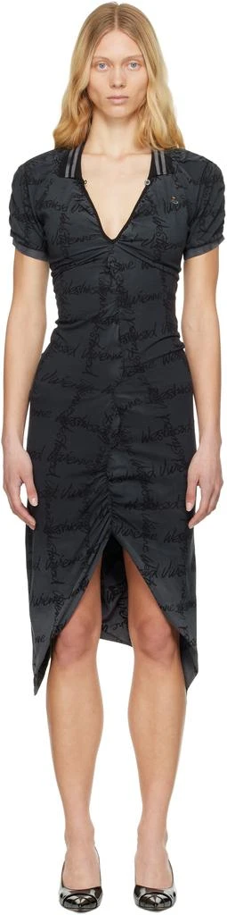 knee length dresses for ladies Pulling Ruched S/S Polo V-Hem Midi Dress main image 1