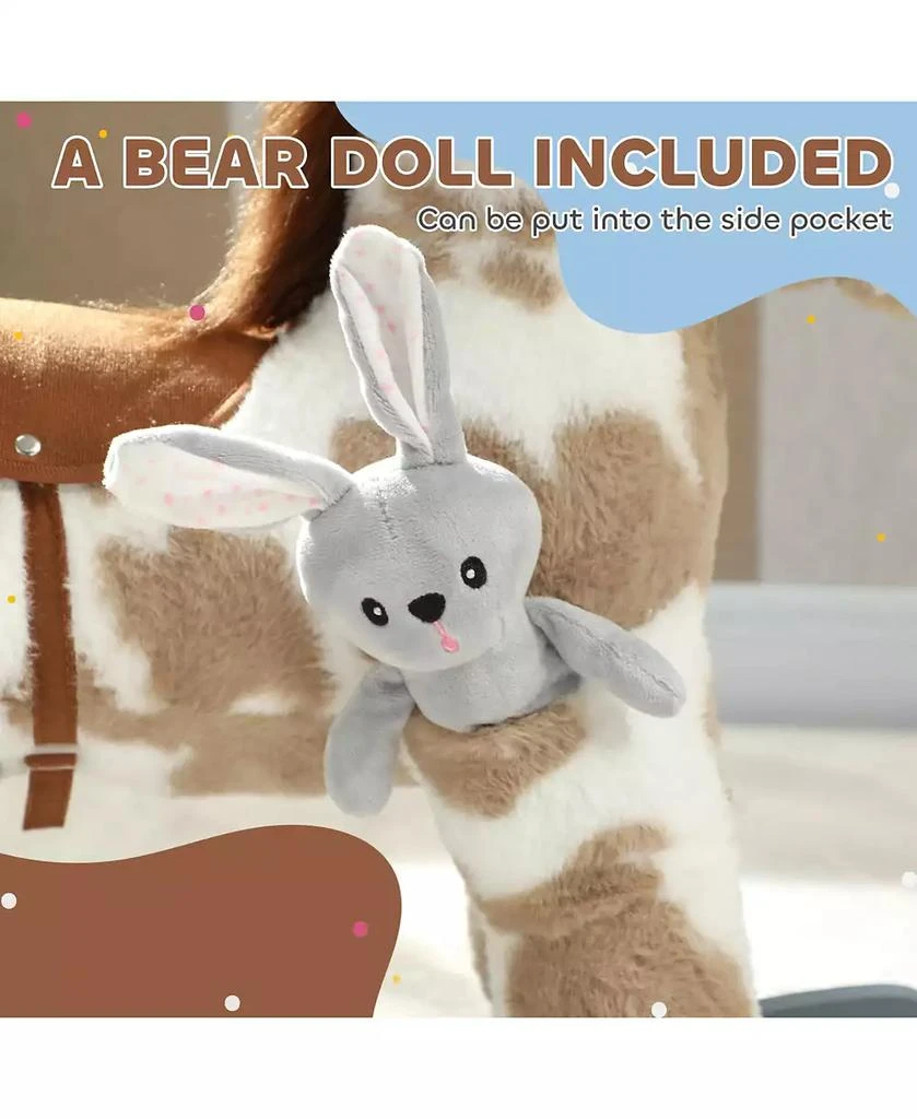 Qaba Rocking Horse, Kids Plush Animal Rocker with Realistic Neigh 7