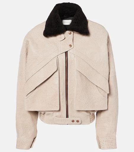 Magda Butrym Shearling-trimmed leather jacket 1