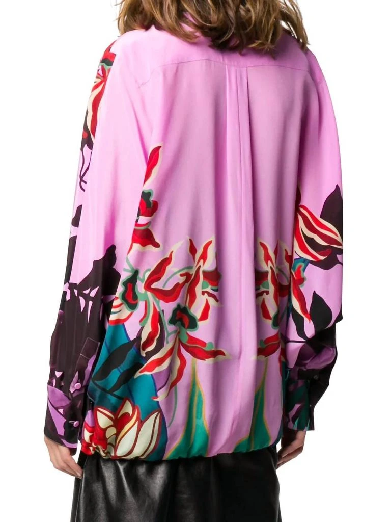 Valentino Valentino - Feather-embellished Mirrored Orchid Ramage Blouse 3