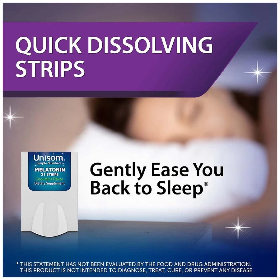 Unisom Simple Slumbers Return-to-Sleep Dissolving Strips, Melatonin 3 mg Mint 2