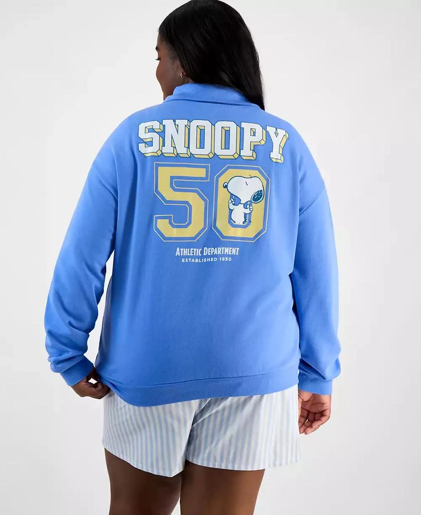 Love Tribe Trendy Plus Size Snoopy Running Club Half-Zip Sweatshirt 4