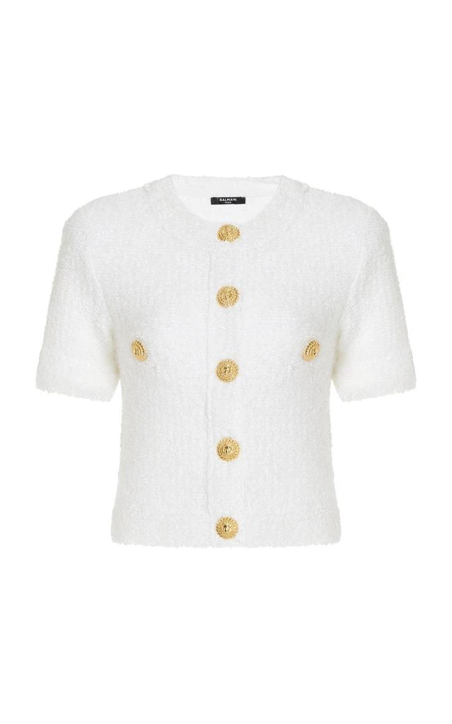 Balmain Balmain - Cropped Knit Cardigan - White - FR 34 - Moda Operandi 1