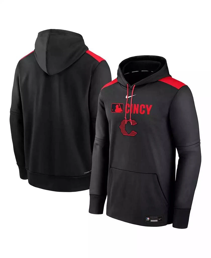 NIKE Men's Black Cincinnati Reds Authentic Collection City Connect Therma Pullover Hoodie 1