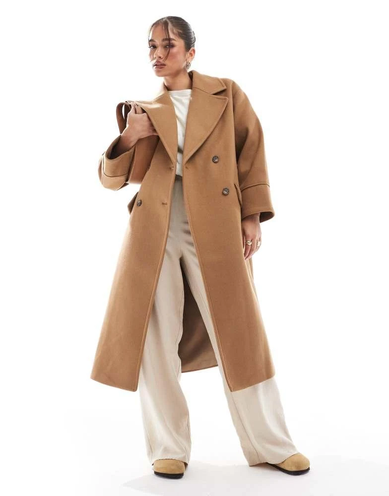 Stradivarius Stradivarius oversized soft touch coat in camel 1