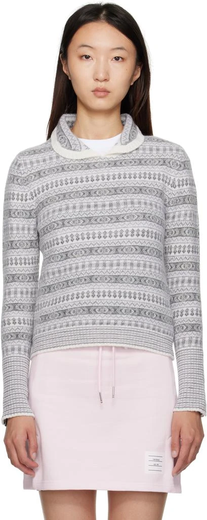 Thom Browne Gray Wool Flannel
Mohair Jacquard Sweater 1