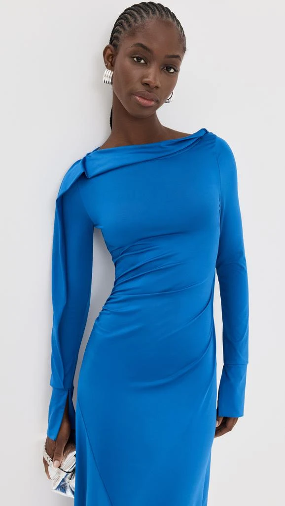 Victoria Beckham Long Sleeve Draped Jersey Midi Dress 2