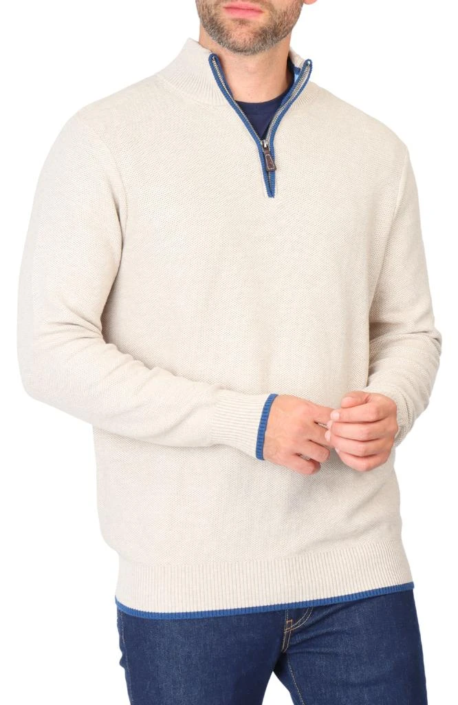 TailorByrd Cotton Textured Waffle Quarter-Zip 10