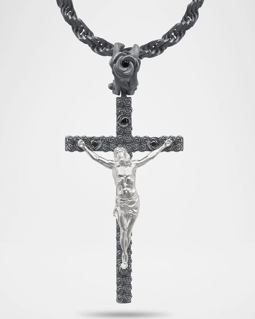 Marco Dal Maso Men
s The Cross Oxidized and Polished Sterling Silver Crucifix Rope Chain Necklace 3