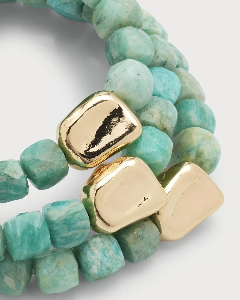 Devon Leigh Aquamarine Gold Accent Stretch Bracelets, Set of 3 3