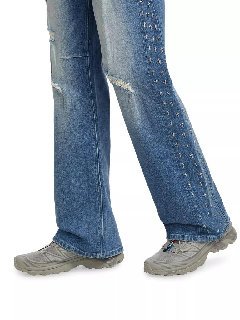 RTA Underworld Zed Bead-Embroidered Flared Jeans 6