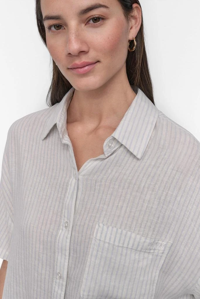 DKNY CROPPED LINEN-BLEND SHIRT 5