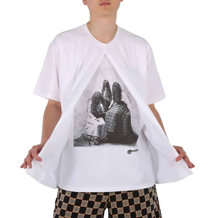 Burberry Boys Optic White Victorian Portrait Print Cotton Oversized T-shirt