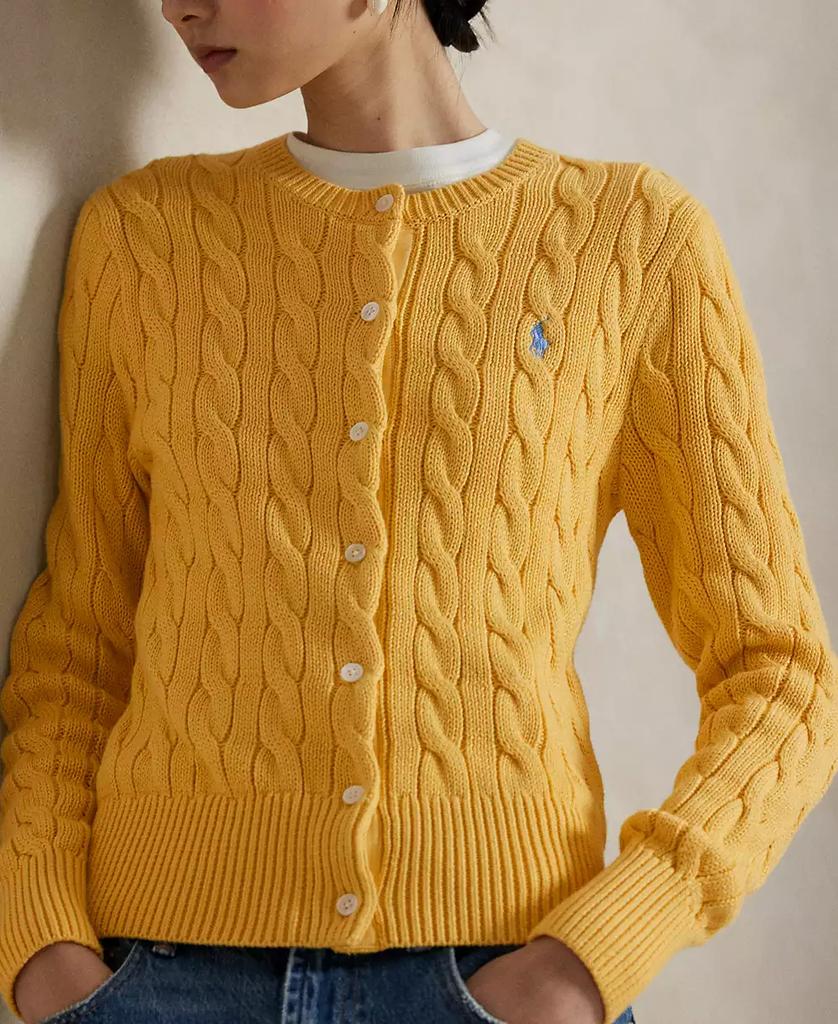 Ralph Lauren Women's Cable-Knit Cotton Crewneck Cardigan Sweater