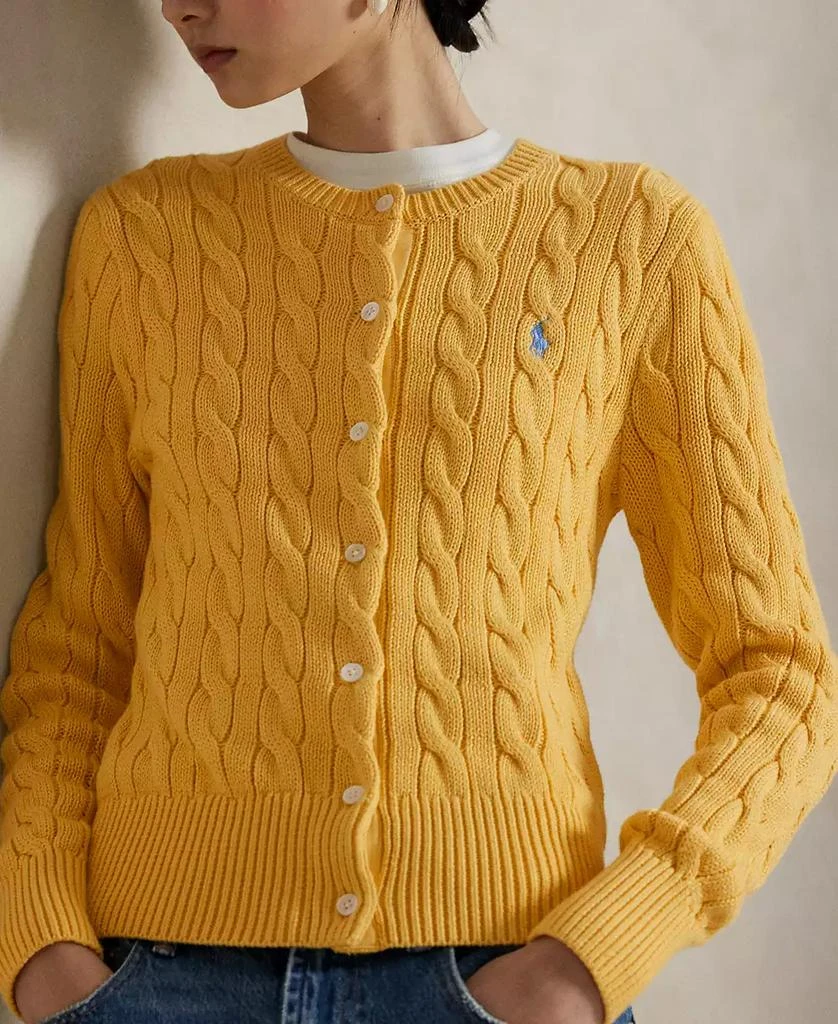 Ralph Lauren Women's Cable-Knit Cotton Crewneck Cardigan Sweater 4